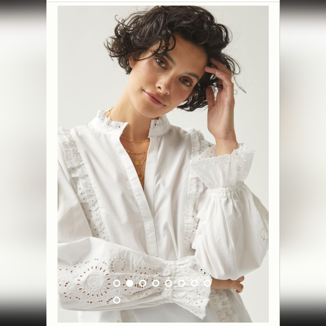 Anthropologie Maeve Long Sleeve Eyelet Blouse